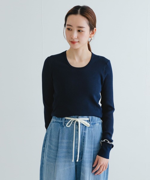 HAKUJI（ハクジ）の「HAKUJI　Organic cotton Long-Sleeve Pullover（Tシャツ/カットソー・レディース・ホワイト/ブラック/ネイビー・ONE）」の3枚目の写真