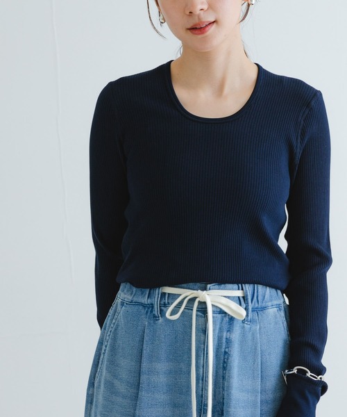 HAKUJI（ハクジ）の「HAKUJI　Organic cotton Long-Sleeve Pullover（Tシャツ/カットソー・レディース・ホワイト/ブラック/ネイビー・ONE）」の4枚目の写真