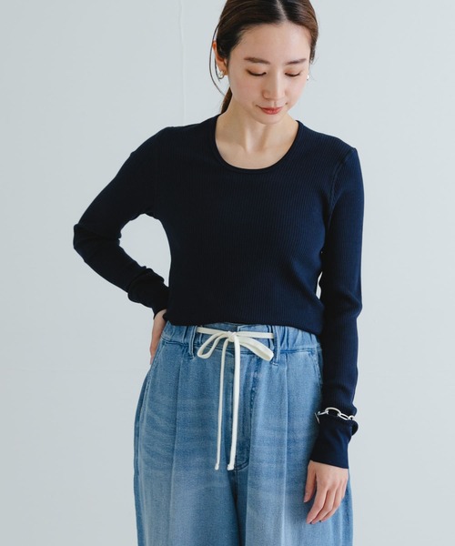 HAKUJI（ハクジ）の「HAKUJI　Organic cotton Long-Sleeve Pullover（Tシャツ/カットソー・レディース・ホワイト/ブラック/ネイビー・ONE）」の6枚目の写真