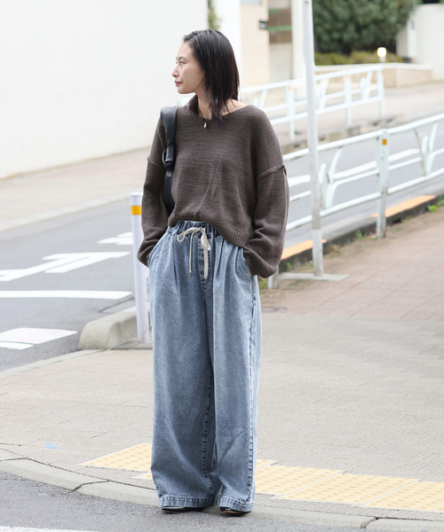 JOURNAL STANDARD(ジャーナルスタンダード)の「《追加3》テープヤーンVプルオーバー(ニット/セーター・レディース・アイボリー/ブラック系その他/ピンク・FREE)」の4枚目の写真