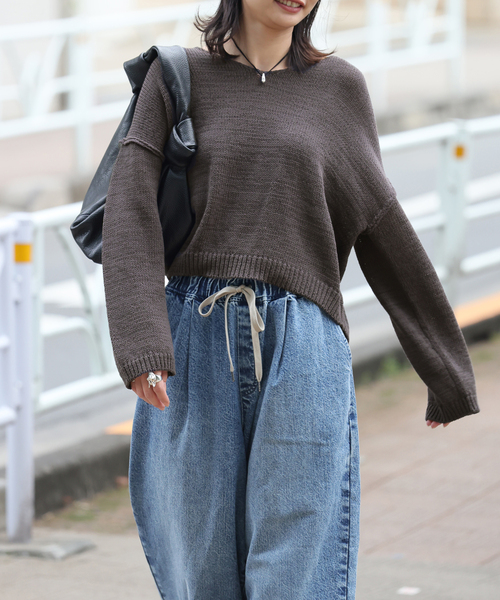 JOURNAL STANDARD(ジャーナルスタンダード)の「《追加3》テープヤーンVプルオーバー(ニット/セーター・レディース・アイボリー/ブラック系その他/ピンク・FREE)」の8枚目の写真