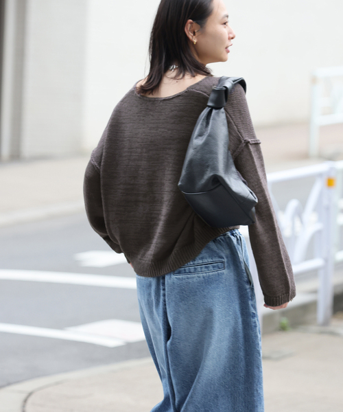 JOURNAL STANDARD(ジャーナルスタンダード)の「《追加3》テープヤーンVプルオーバー(ニット/セーター・レディース・アイボリー/ブラック系その他/ピンク・FREE)」の9枚目の写真