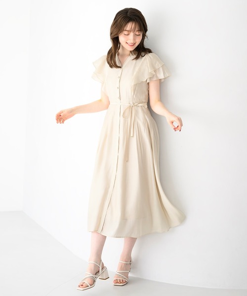 MISCH MASCH(ミッシュマッシュ)の「ダブルフリルシャツワンピース(ワンピース・レディース・ブルー/チャコールグレー/ベージュ/グリーン・S/M)」の8枚目の写真