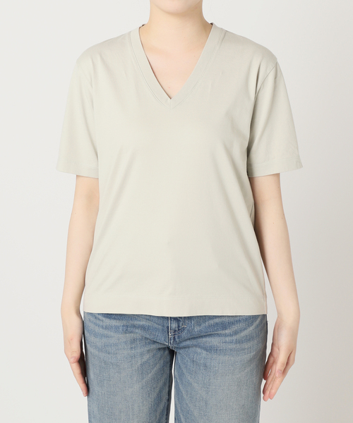 〈FRAMeWORK 〉LOEFF 別注スビン天竺VネックTシャツ/ネイビー FRAMeWORK｜≪追加≫LOEFF/ロエフ 別注スビン天竺VネックTシャツ
