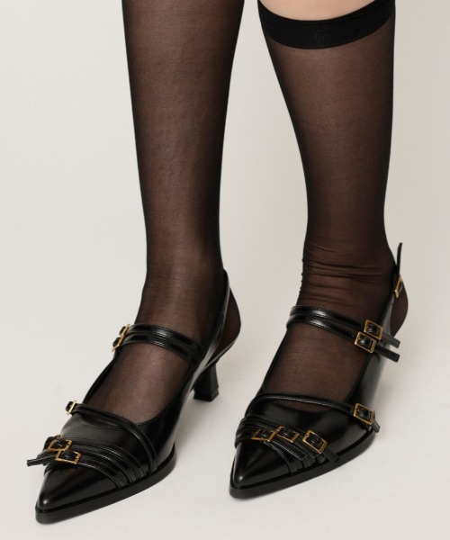 SLY（スライ）の「BELTED SLING PUMPS ベルティド スリング パンプス（パンプス・レディース・ブラック/アイボリー・MEDIUM/SMALL/LARGE）」の11枚目の写真