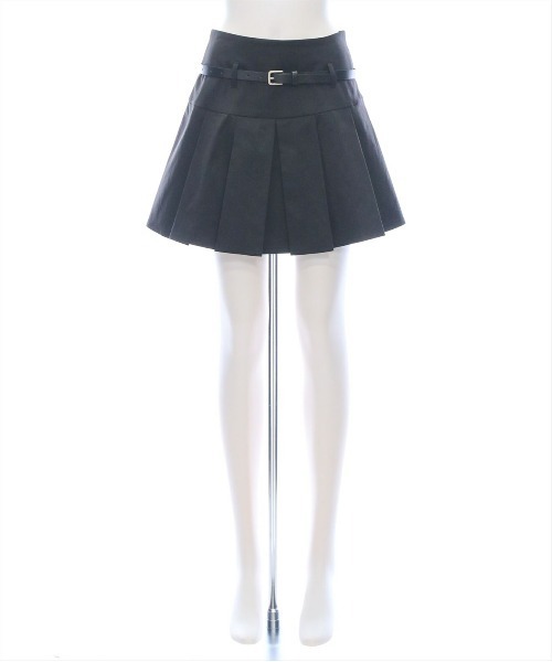 clear（クリア）の「ベルト付きボックスプリーツミニスカート[着回し力抜群 ガーリー]≪SS新作≫（スカート・レディース・ブラック/ベージュ・S/M）」の12枚目の写真