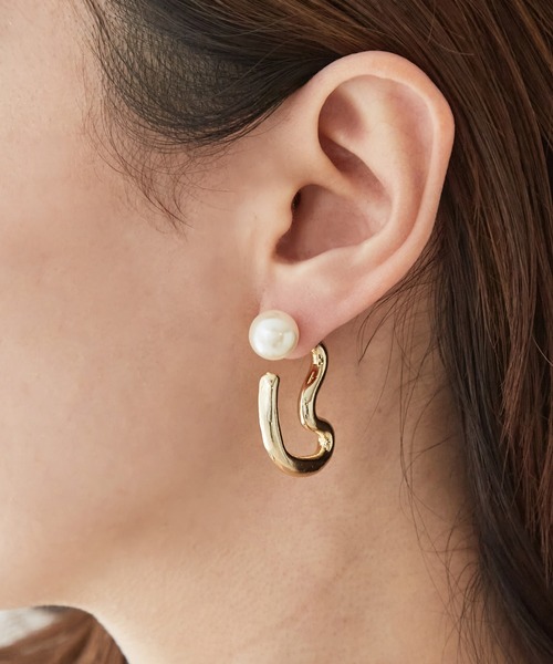 collex(コレックス)の「【dignif】【金属アレルギー対応】パールキャッチウェーブ2WAYピアス(ピアス(両耳用)・レディース・ゴールド/シルバー・フリー)」の4枚目の写真