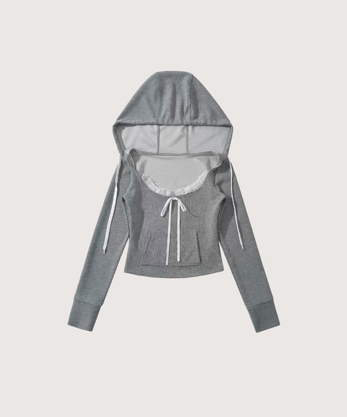 LA POMME petit(ラポミ・プチ)の「Sweet Lace Sweat Set Up(セットアップ・レディース・グレー・SMALL/MEDIUM/LARGE)」の2枚目の写真