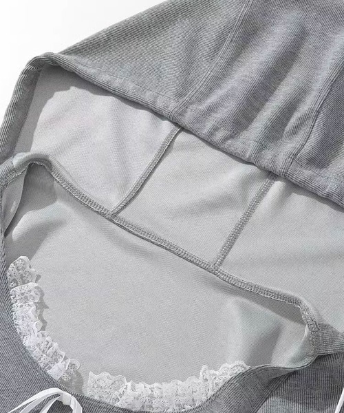 LA POMME petit(ラポミ・プチ)の「Sweet Lace Sweat Set Up(セットアップ・レディース・グレー・SMALL/MEDIUM/LARGE)」の6枚目の写真