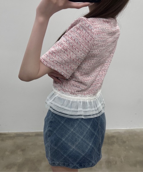 Cygne♡新品未使用　定価39500円　ツイードジャケット Lydie+ 白 mily bilet ジャケット ノーカラージャケット 「mily bilet