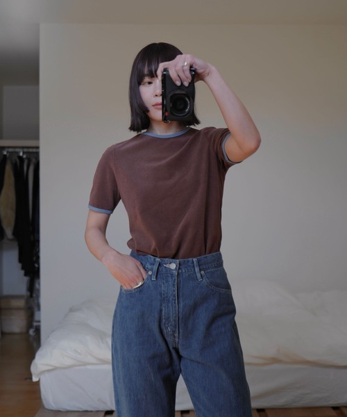 A part by（アパートバイ）の「【インフルエンサーkuronekoさんコラボ】パイルリンガーTシャツ（Tシャツ/カットソー・レディース・アイボリー/ライトブラウン/ブラック・FREE）」の9枚目の写真