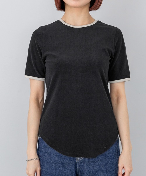 A part by（アパートバイ）の「【インフルエンサーkuronekoさんコラボ】パイルリンガーTシャツ（Tシャツ/カットソー・レディース・アイボリー/ライトブラウン/ブラック・FREE）」の16枚目の写真