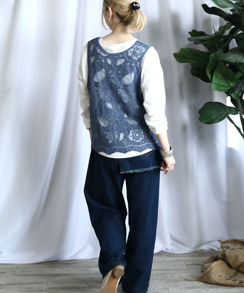 セール】刺繍2WAYタンク（Tシャツ/カットソー）｜kese-moi