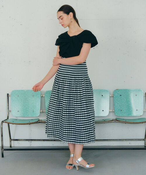 YECCA VECCA（イェッカヴェッカ）の「リボンデザインブラウス（シャツ/ブラウス・レディース・ブルー/ベージュ/ブラック・FREE）」の9枚目の写真