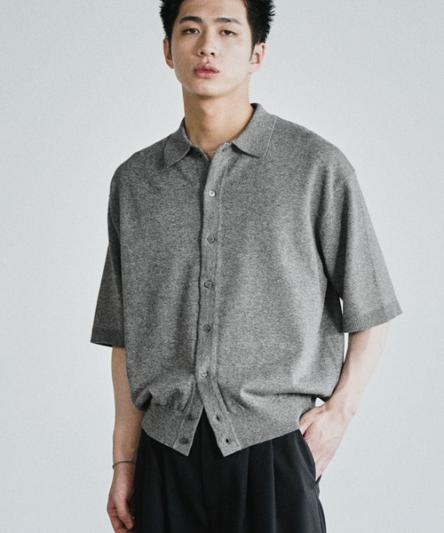 WYM LIDNM（ウィム バイ リドム）の「T/C BASIC HALF SLEEVE KNIT SHIRT（シャツ/ブラウス・メンズ・ライトグレー/ブルー系/チャコール/ブラウン系/グレー・L/M/S）」の3枚目の写真