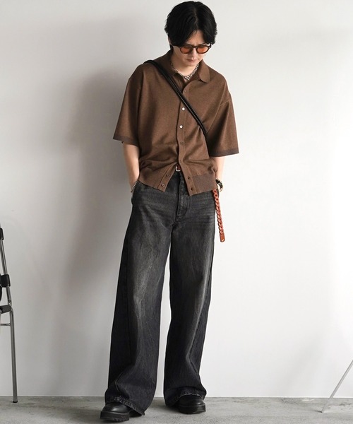 WYM LIDNM シャツ T/C BASIC HALF SLEEVE KNIT SHIRT メンズ
