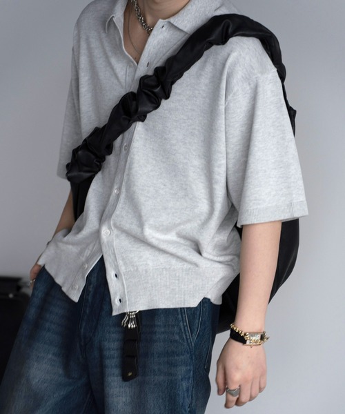 トップス T/C BASIC HALF SLEEVE KNIT SHIRT T/C BASIC HALF SLEEVE KNIT SHIRT