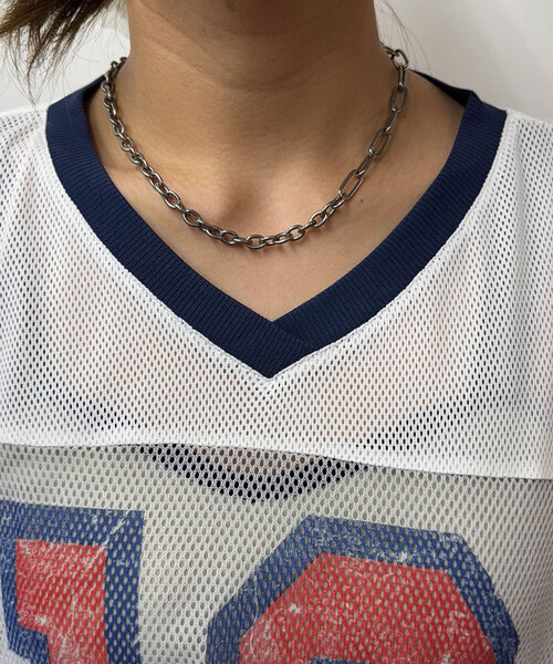 CIAOPANIC(チャオパニック)の「メッシュナンバリングシャーリングTee(Tシャツ/カットソー・レディース・ホワイト/ベージュ/チャコールグレー/ブルー・ONE SIZE)」の16枚目の写真