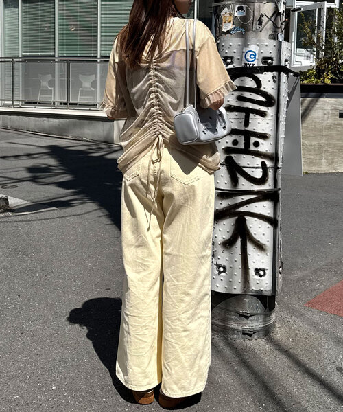 CIAOPANIC（チャオパニック）の「メッシュナンバリングシャーリングTee（Tシャツ/カットソー・レディース・ホワイト/チャコールグレー/ベージュ/ブルー・ONE SIZE）」の19枚目の写真