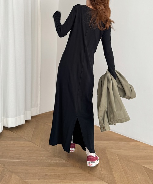 CANAL JEAN（キャナルジーン）の「Miller　パネルリブヘンリーワンピース（ワンピース・レディース・ブラック/グレー系その他・ONE SIZE）」の4枚目の写真