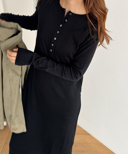 CANAL JEAN（キャナルジーン）の「Miller　パネルリブヘンリーワンピース（ワンピース・レディース・ブラック/グレー系その他・ONE SIZE）」の5枚目の写真
