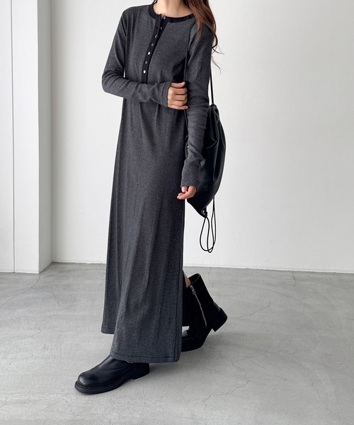 CANAL JEAN（キャナルジーン）の「Miller　パネルリブヘンリーワンピース（ワンピース・レディース・ブラック/グレー系その他・ONE SIZE）」の7枚目の写真