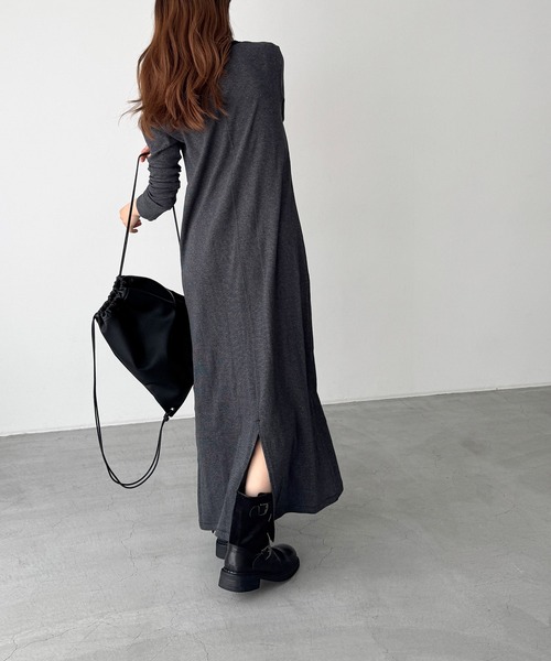 CANAL JEAN（キャナルジーン）の「Miller　パネルリブヘンリーワンピース（ワンピース・レディース・ブラック/グレー系その他・ONE SIZE）」の8枚目の写真