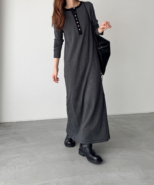 CANAL JEAN（キャナルジーン）の「Miller　パネルリブヘンリーワンピース（ワンピース・レディース・ブラック/グレー系その他・ONE SIZE）」の9枚目の写真