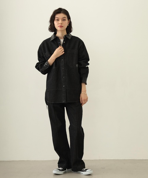 MILKFED.（ミルクフェド）の「WIDE DENIM SHIRT（シャツ/ブラウス・レディース・ブラック/ライトブルー・S/M）」の19枚目の写真