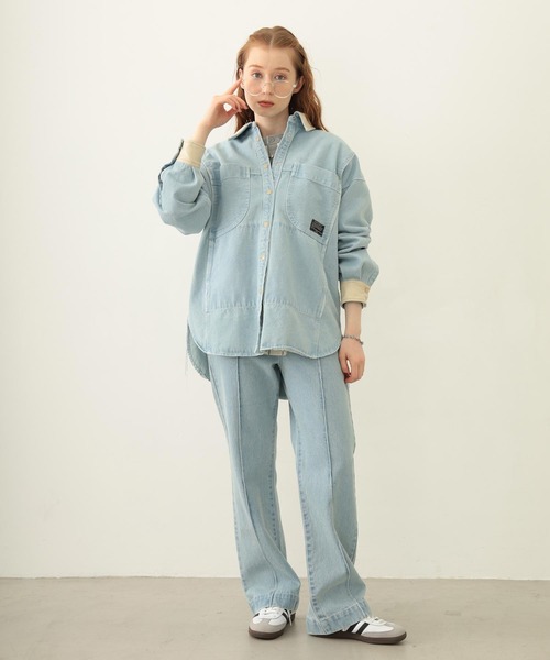 MILKFED.（ミルクフェド）の「WIDE DENIM SHIRT（シャツ/ブラウス・レディース・ブラック/ライトブルー・S/M）」の3枚目の写真