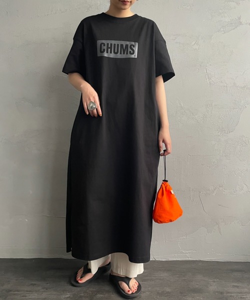 CHUMS（チャムス）の「[CHUMS/チャムス] CHUMSロゴプリント ヘビーウェイトカットソーワンピース（ワンピース・レディース・グレイッシュベージュ/ブラック・L）」の8枚目の写真