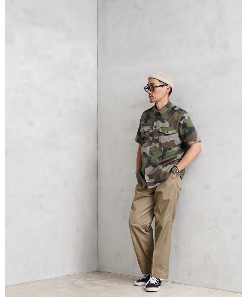 WAIPER.inc（ワイパーインク）の「《USED/古着》実物 フランス軍 HBT チャド 半袖シャツ CCEカモ USED（シャツ/ブラウス・メンズ・グリーン系カモフラージュ・37/38/39/40/41/42/43/44）」の6枚目の写真
