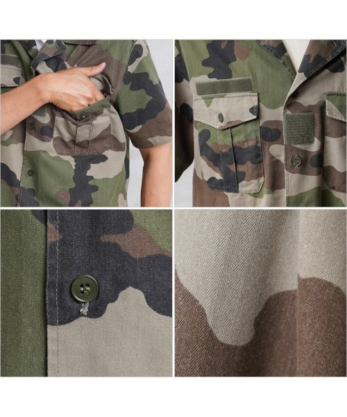 WAIPER.inc（ワイパーインク）の「《USED/古着》実物 フランス軍 HBT チャド 半袖シャツ CCEカモ USED（シャツ/ブラウス・メンズ・グリーン系カモフラージュ・37/38/39/40/41/42/43/44）」の9枚目の写真