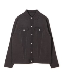 デニムジャケット風ミラノリブニットアウター＜マシンウォッシャブル＞