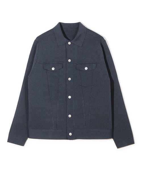 MEN'S BIGI（メンズビギ）の「デニムジャケット風ミラノリブニットアウター＜マシンウォッシャブル＞（ブルゾン・メンズ・ネイビー/ブラック/ブラウン系その他・04/03/01/02）」の3枚目の写真