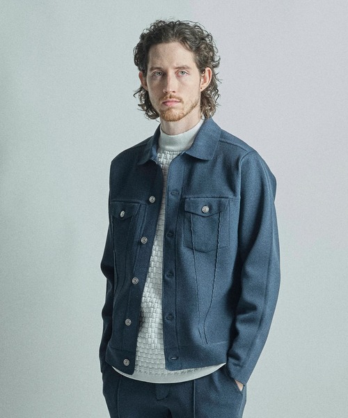 MEN'S BIGI（メンズビギ）の「デニムジャケット風ミラノリブニットアウター＜マシンウォッシャブル＞（ブルゾン・メンズ・ネイビー/ブラック/ブラウン系その他・04/03/01/02）」の19枚目の写真