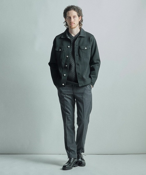 MEN'S BIGI（メンズビギ）の「デニムジャケット風ミラノリブニットアウター＜マシンウォッシャブル＞（ブルゾン・メンズ・ネイビー/ブラック/ブラウン系その他・04/03/01/02）」の21枚目の写真