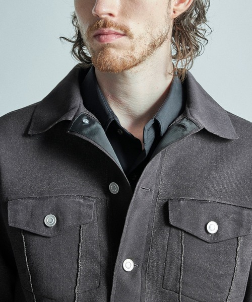 MEN'S BIGI(メンズビギ)の「デニムジャケット風ミラノリブニットアウター(ブルゾン・メンズ・ネイビー/ブラック/ブラウン系その他・04/03/01/02)」の18枚目の写真