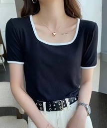 バインダー配色スクエア半袖Tシャツ