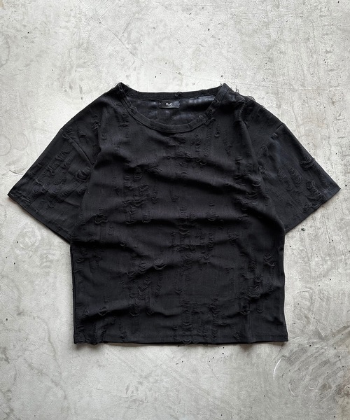 MandO(エムオー)(エムオー)の「【MandO】ダメージ加工Tシャツ(Tシャツ/カットソー・メンズ・ブラウン/オフホワイト/ブラック/チャコール・LARGE/MEDIUM)」の2枚目の写真