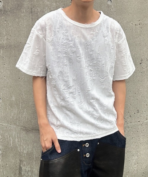 MandO(エムオー)(エムオー)の「【MandO】ダメージ加工Tシャツ(Tシャツ/カットソー・メンズ・ブラウン/オフホワイト/ブラック/チャコール・LARGE/MEDIUM)」の8枚目の写真