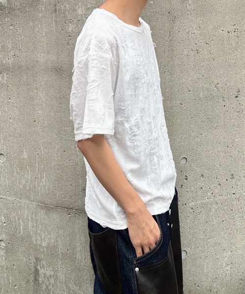 MandO(エムオー)(エムオー)の「【MandO】ダメージ加工Tシャツ(Tシャツ/カットソー・メンズ・ブラウン/オフホワイト/ブラック/チャコール・LARGE/MEDIUM)」の9枚目の写真