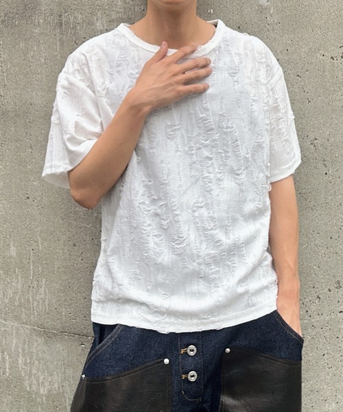 MandO(エムオー)(エムオー)の「【MandO】ダメージ加工Tシャツ(Tシャツ/カットソー・メンズ・ブラウン/オフホワイト/ブラック/チャコール・LARGE/MEDIUM)」の10枚目の写真