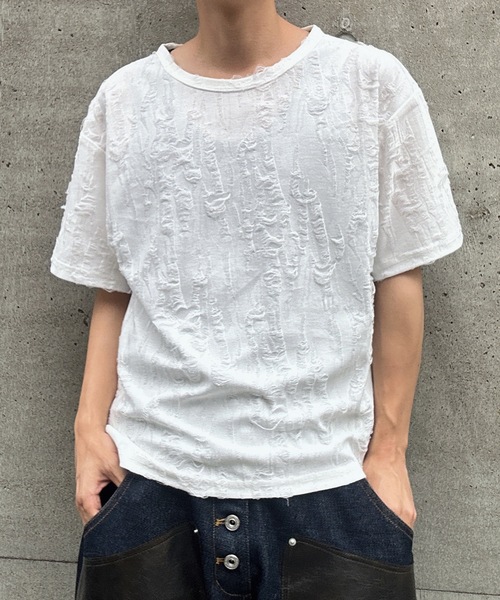 MandO(エムオー)(エムオー)の「【MandO】ダメージ加工Tシャツ(Tシャツ/カットソー・メンズ・ブラウン/オフホワイト/ブラック/チャコール・LARGE/MEDIUM)」の12枚目の写真