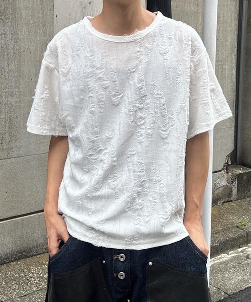 MandO(エムオー)(エムオー)の「【MandO】ダメージ加工Tシャツ(Tシャツ/カットソー・メンズ・ブラウン/オフホワイト/ブラック/チャコール・LARGE/MEDIUM)」の7枚目の写真