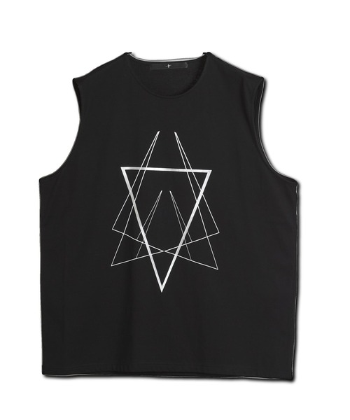FIJI ストライプ柄タンクトップ M ホワイト/ブラック BLACK LABEL〕QUICK DRY BACK PRINT TANK TOP：速乾 バック