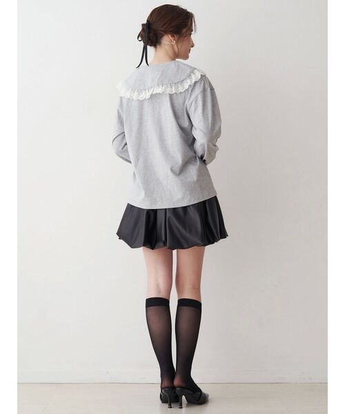 tシャツ レースフリルトリミングロンティー レディース レースフリルトリミングロンティー（Tシャツ/カットソー