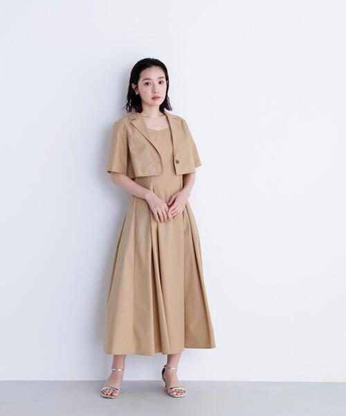 NATURAL BEAUTY BASIC（ナチュラルビューティーベーシック）の「◇ショートジャケット＆ジャンスカ（ワンピース・レディース・ベージュ/ネイビー・MEDIUM/P/S）」の6枚目の写真