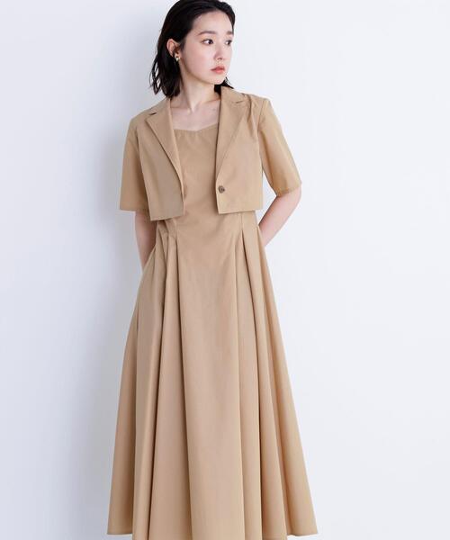 NATURAL BEAUTY BASIC（ナチュラルビューティーベーシック）の「◇ショートジャケット＆ジャンスカ（ワンピース・レディース・ベージュ/ネイビー・MEDIUM/P/S）」の9枚目の写真