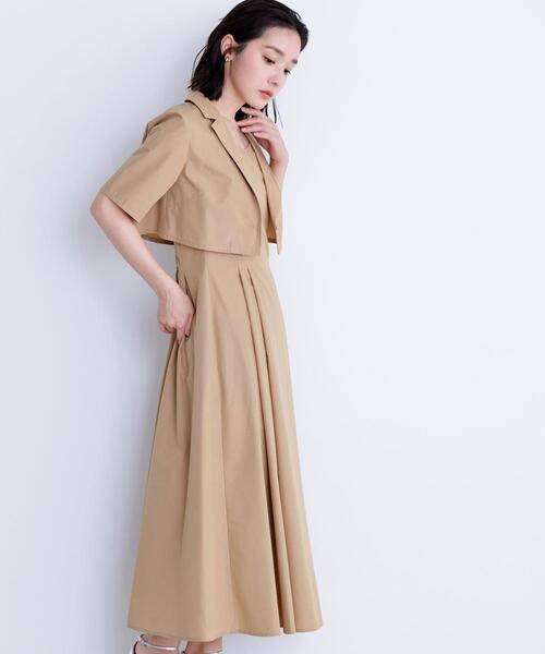 NATURAL BEAUTY BASIC（ナチュラルビューティーベーシック）の「◇ショートジャケット＆ジャンスカ（ワンピース・レディース・ベージュ/ネイビー・MEDIUM/P/S）」の11枚目の写真